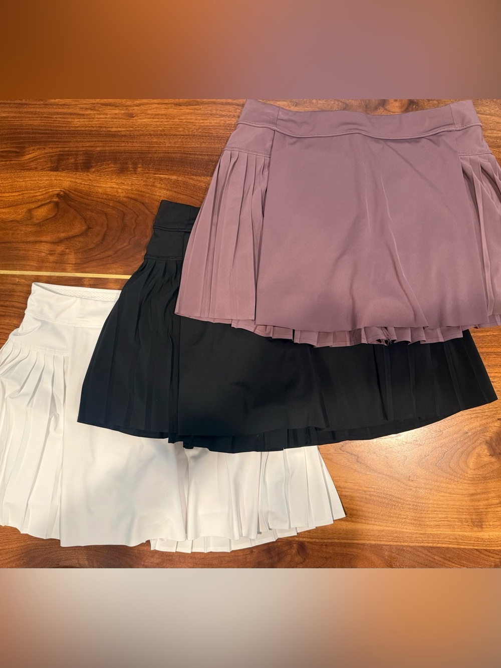 Athleta Pleated Mini Skirts - Mauve, Black & White